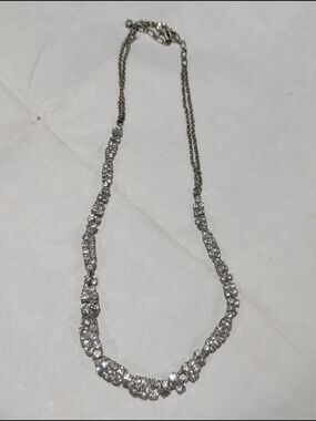 Silver Tone Crystal Tennis Necklace